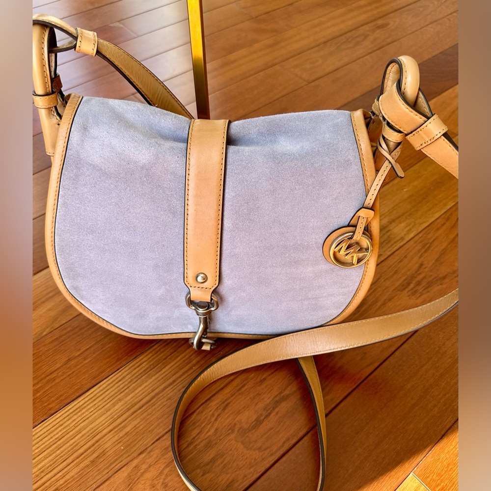 Michael Kors Lavender Suede and Leather Crossbody Bag - Picture 6 of 14